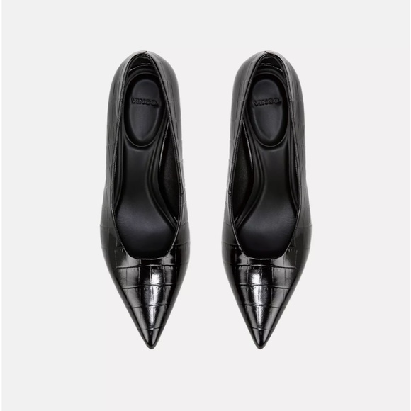 459. Vince Diane Croc-Embossed Leather Pump Black $350 Like New Sz 10 - Picture 4 of 4